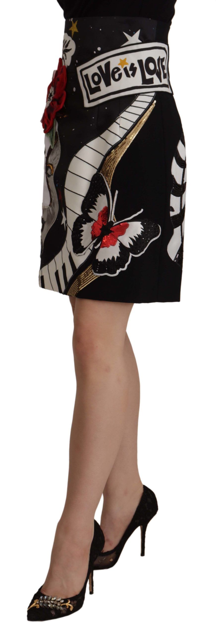 Black Love Clock Sequined Piano Skirt - Image 2
