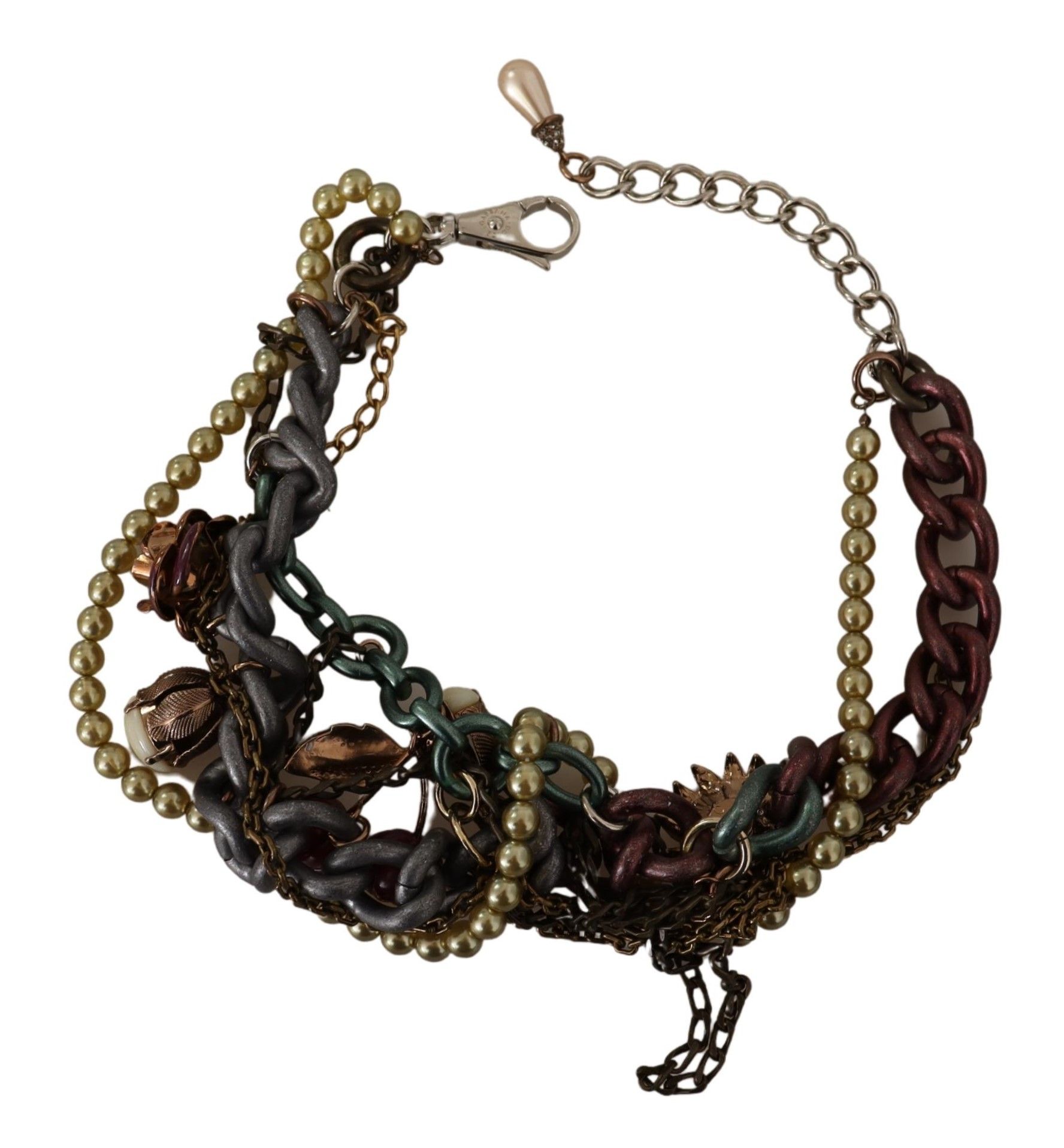Gold Brass Sicily Floral Crystal Statement Necklace - Image 5
