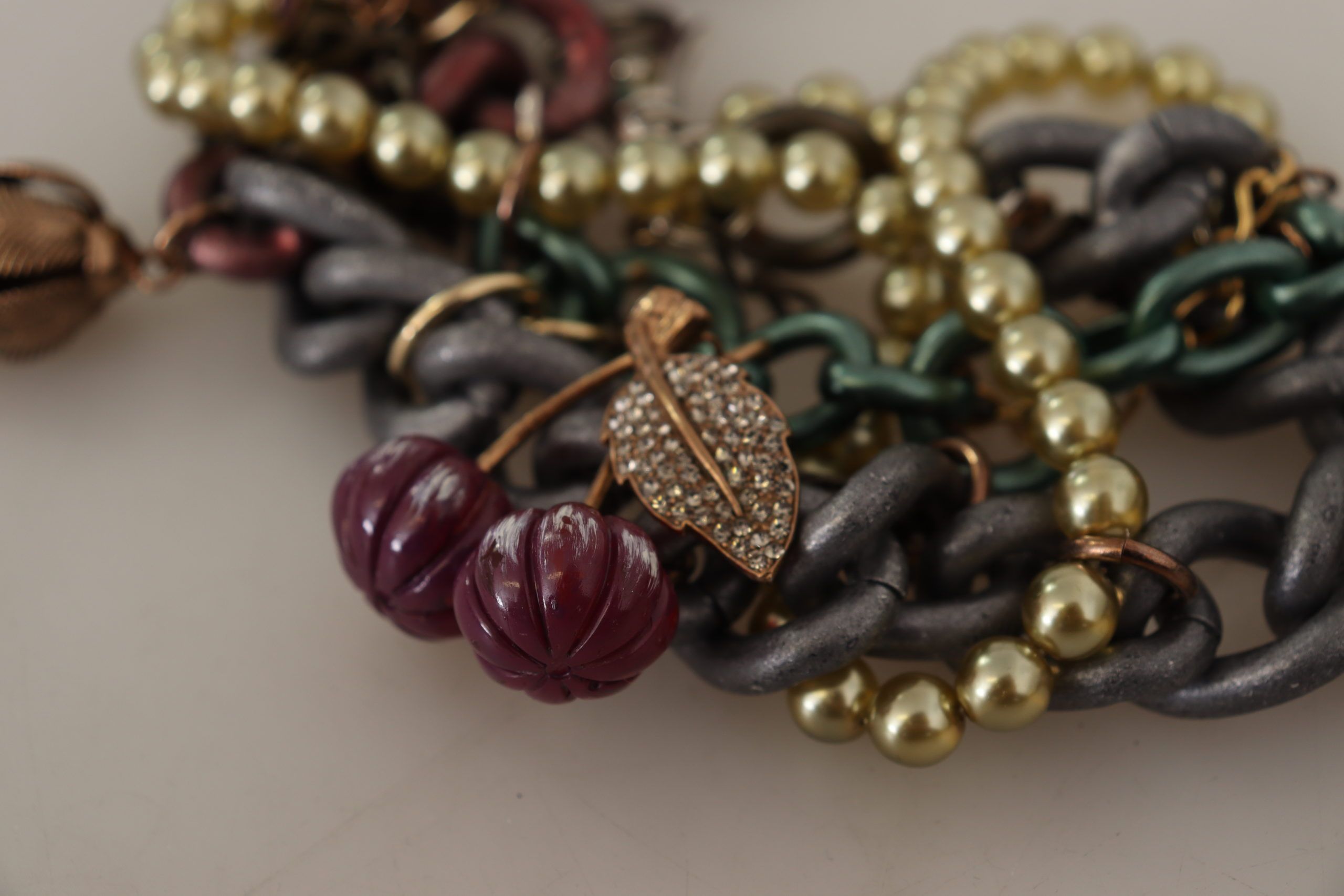 Gold Brass Sicily Floral Crystal Statement Necklace - Image 7