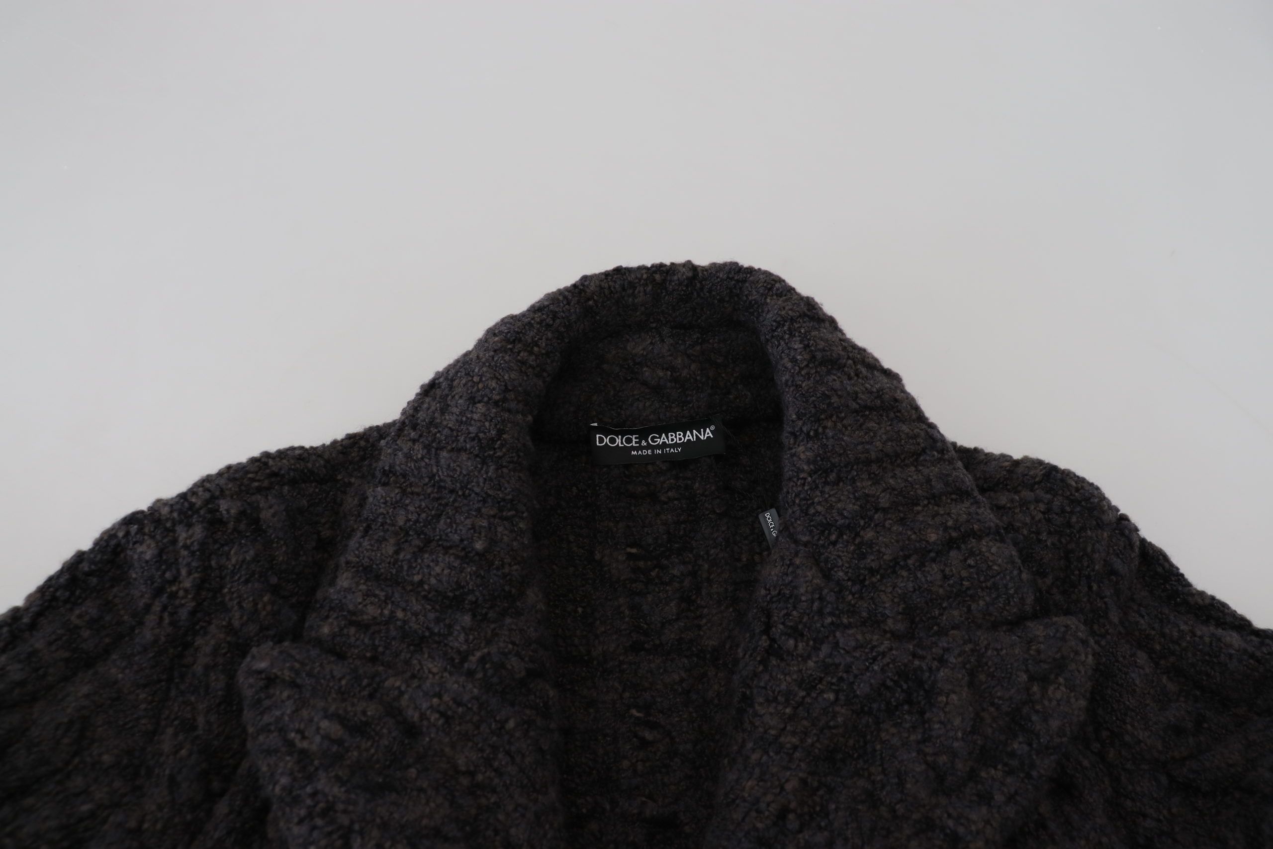 Black Wool Knit Double Breasted Coat Jacket - Image 7