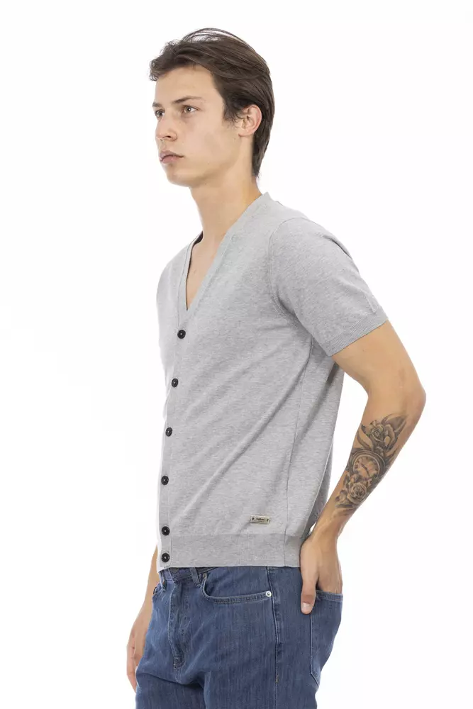 Gray Cotton Men Sweater - Image 2