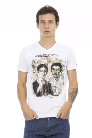 White Cotton Men's V-Neck T-Shirt