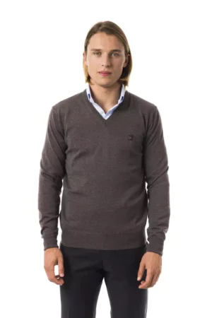 Gray Merino Wool Men Sweater