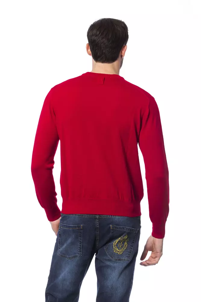 Red Merino Wool Men Sweater - Image 3