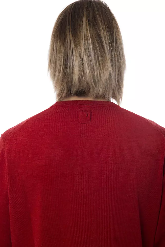 Red Merino Wool Men Sweater - Image 4