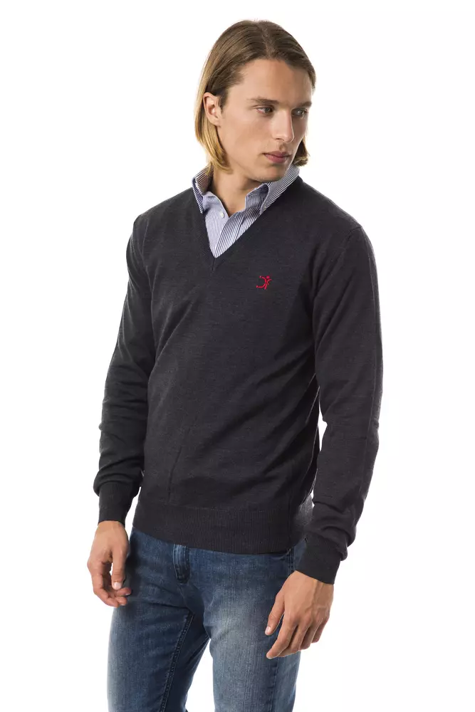 Gray Merino Wool Men Sweater - Image 2