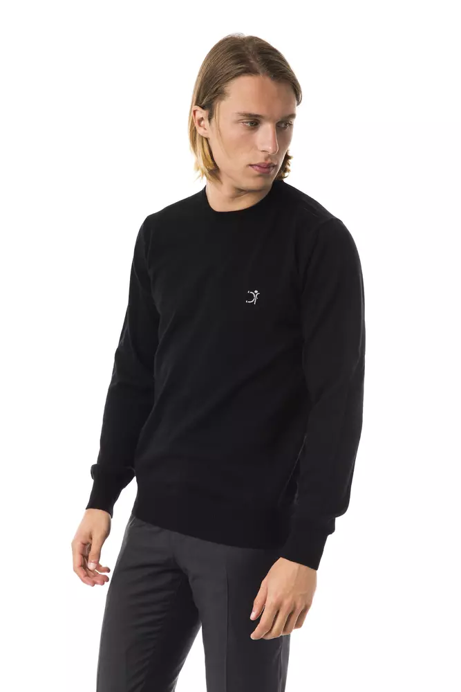 Black Merino Wool Men Sweater - Image 2