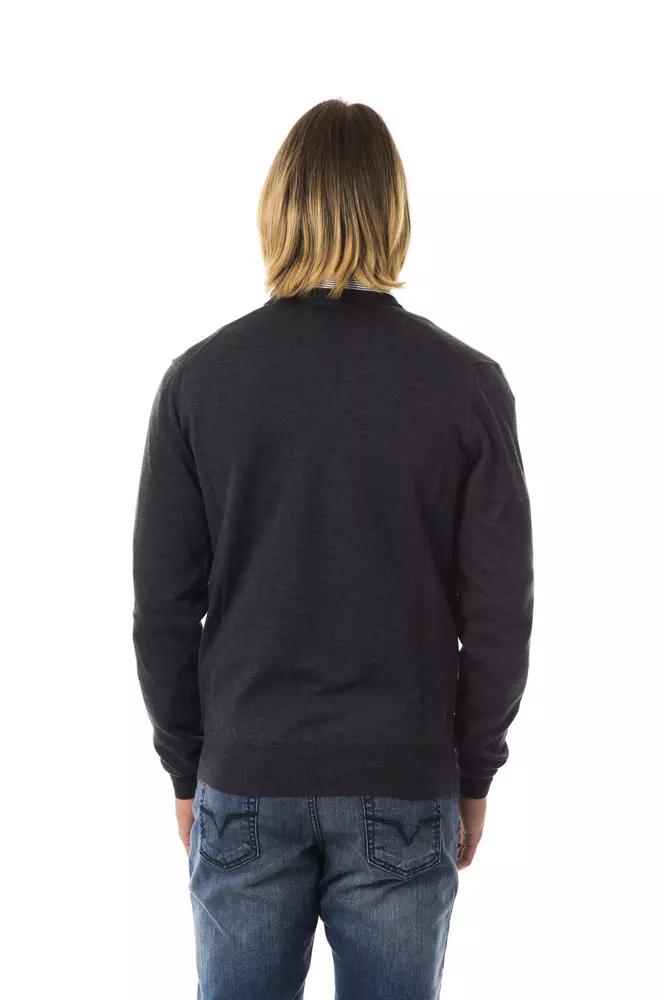 Gray Merino Wool Men Sweater - Image 3