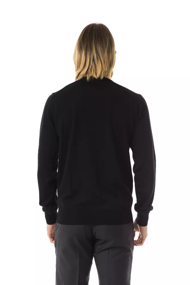Black Merino Wool Men Sweater - Image 3