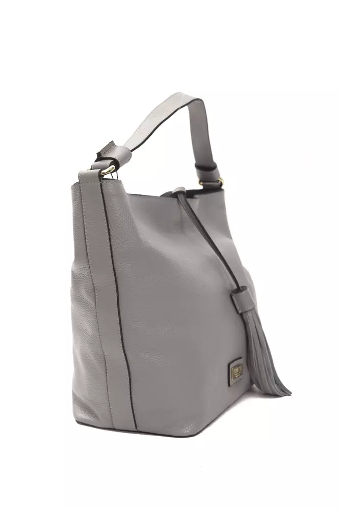 Gray Leather Women Shoulder Bag - Image 2