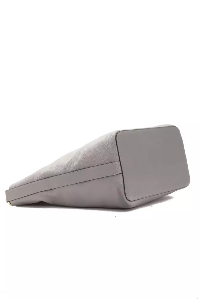 Gray Leather Women Shoulder Bag - Image 4