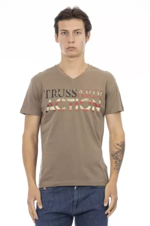 Brown Cotton Men T-Shirt