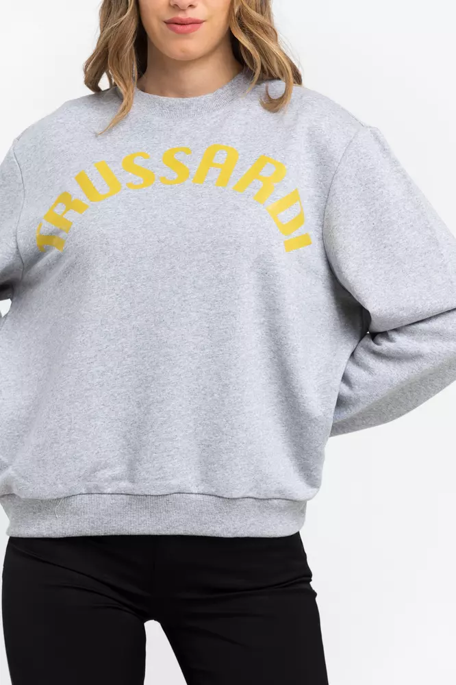 Gray Cotton Women Sweatshirt - Image 3