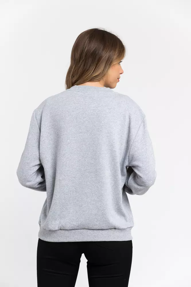 Gray Cotton Women Sweatshirt - Image 4