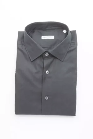 Black Cotton Men's Slim Shirt