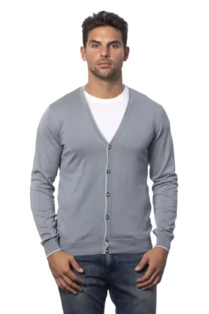 Gray Cotton Men Cardigan
