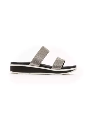 Silver Textile Women Sandal