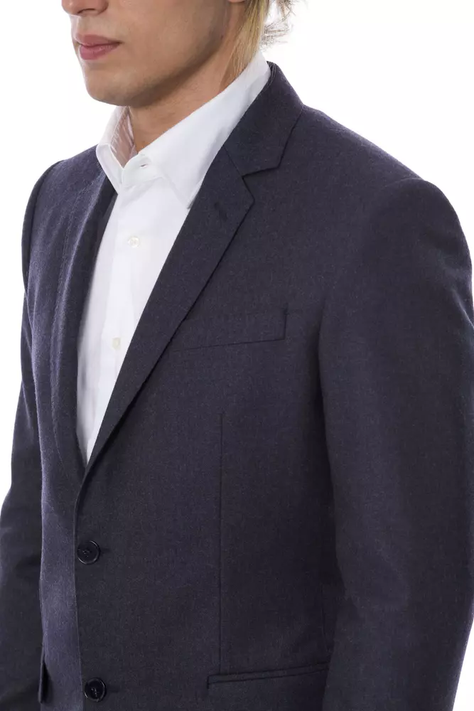 Blue Wool Men Blazer - Image 4