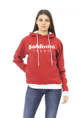 Red Cotton Women Hoodie