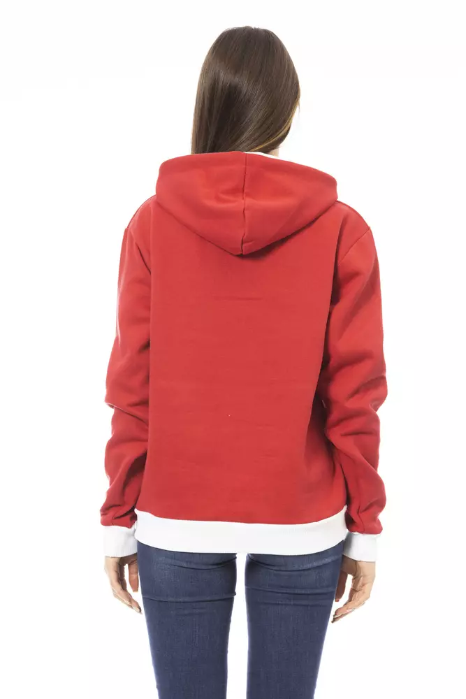 Red Cotton Women Hoodie - Image 3