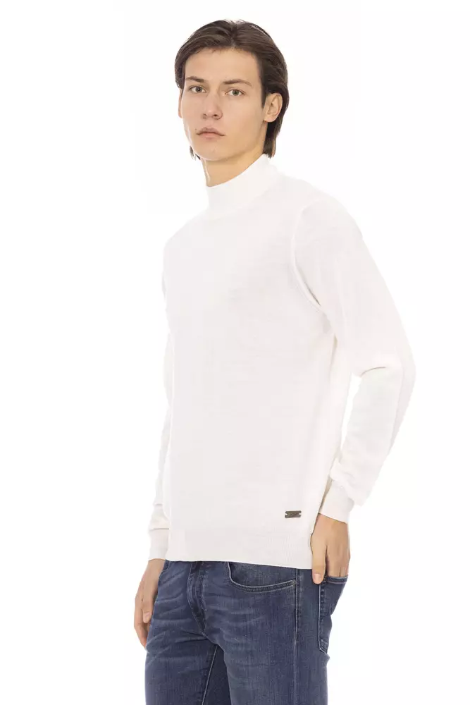 White Fabric Men Sweater - Image 2