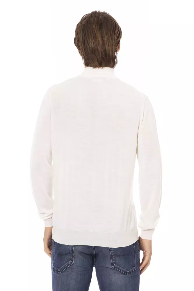 White Fabric Men Sweater - Image 3