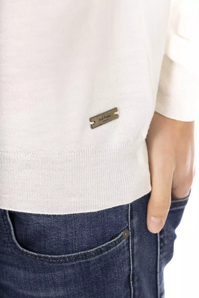 White Fabric Men Sweater - Image 4