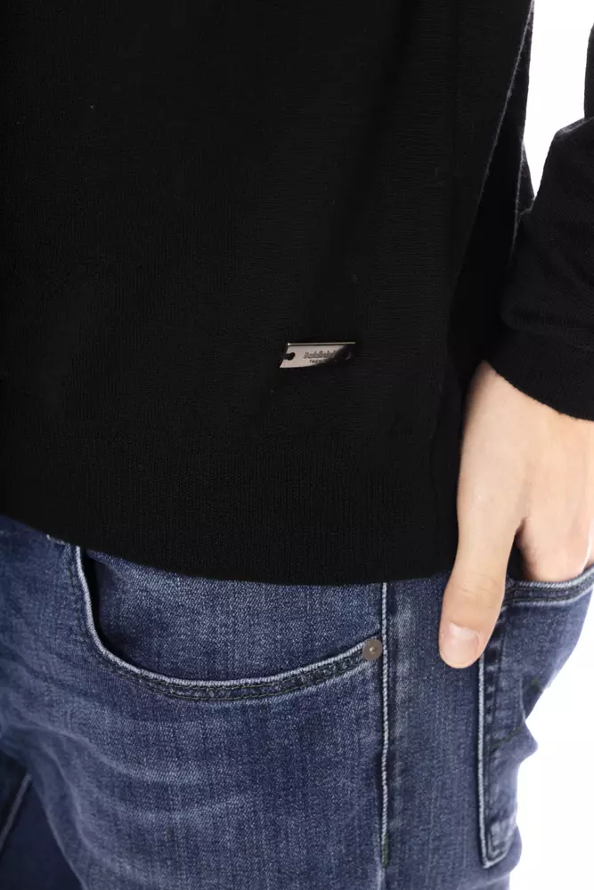 Black Fabric Men Sweater with Turtleneck Design - Image 4