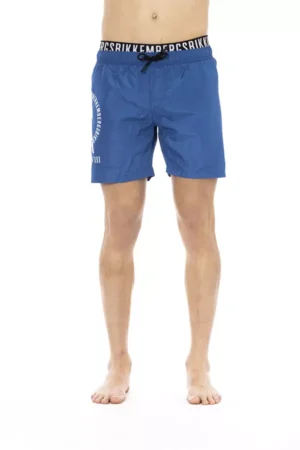Blue Polyester Men Swim Short
