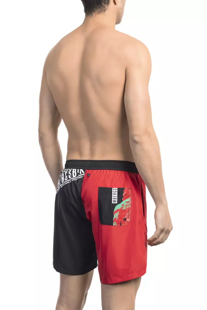 Red Polyester Men Swim Short - Image 2