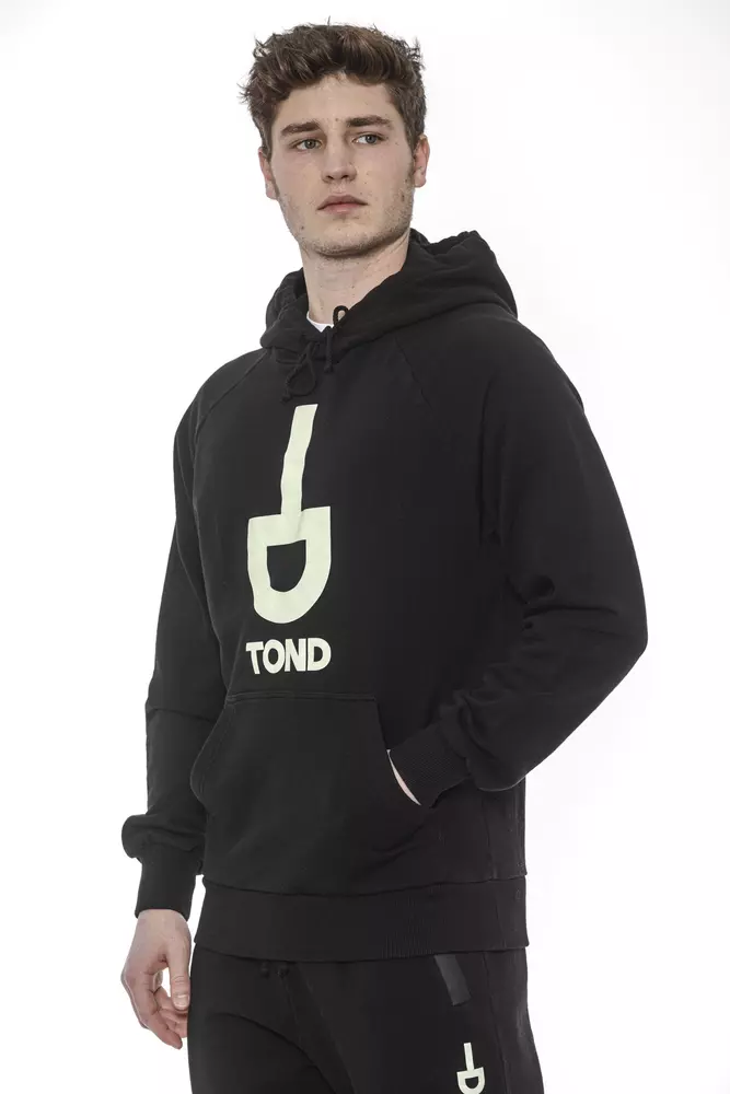 Black Cotton Men Sweater with Hood - Image 2