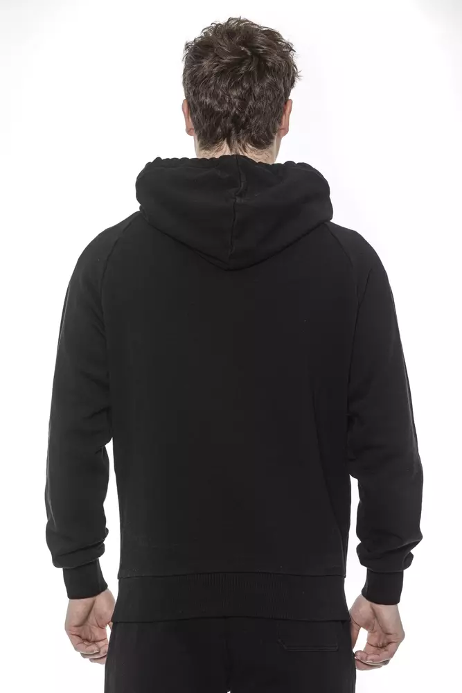 Black Cotton Men Sweater with Hood - Image 3