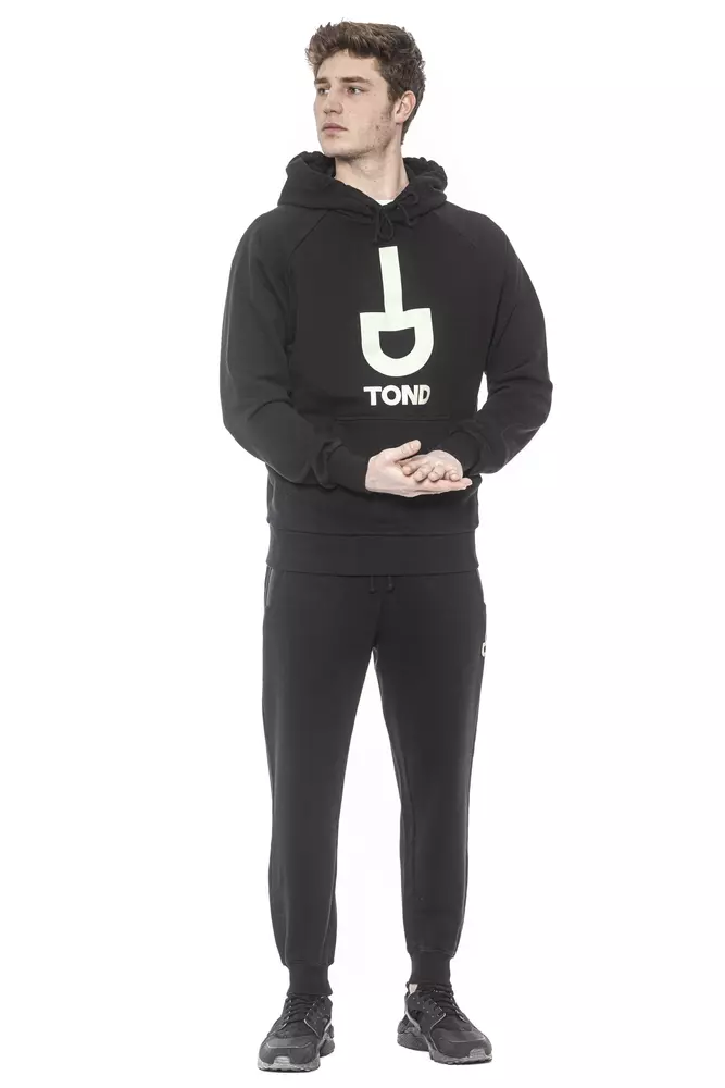 Black Cotton Men Sweater with Hood - Image 5