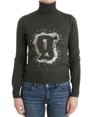 Green wool turtleneck sweater