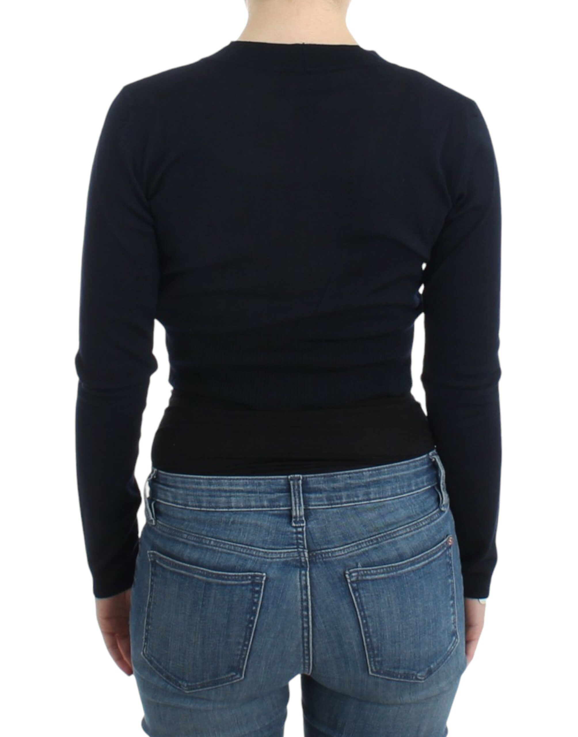Black cropped wool cardigan - Image 3