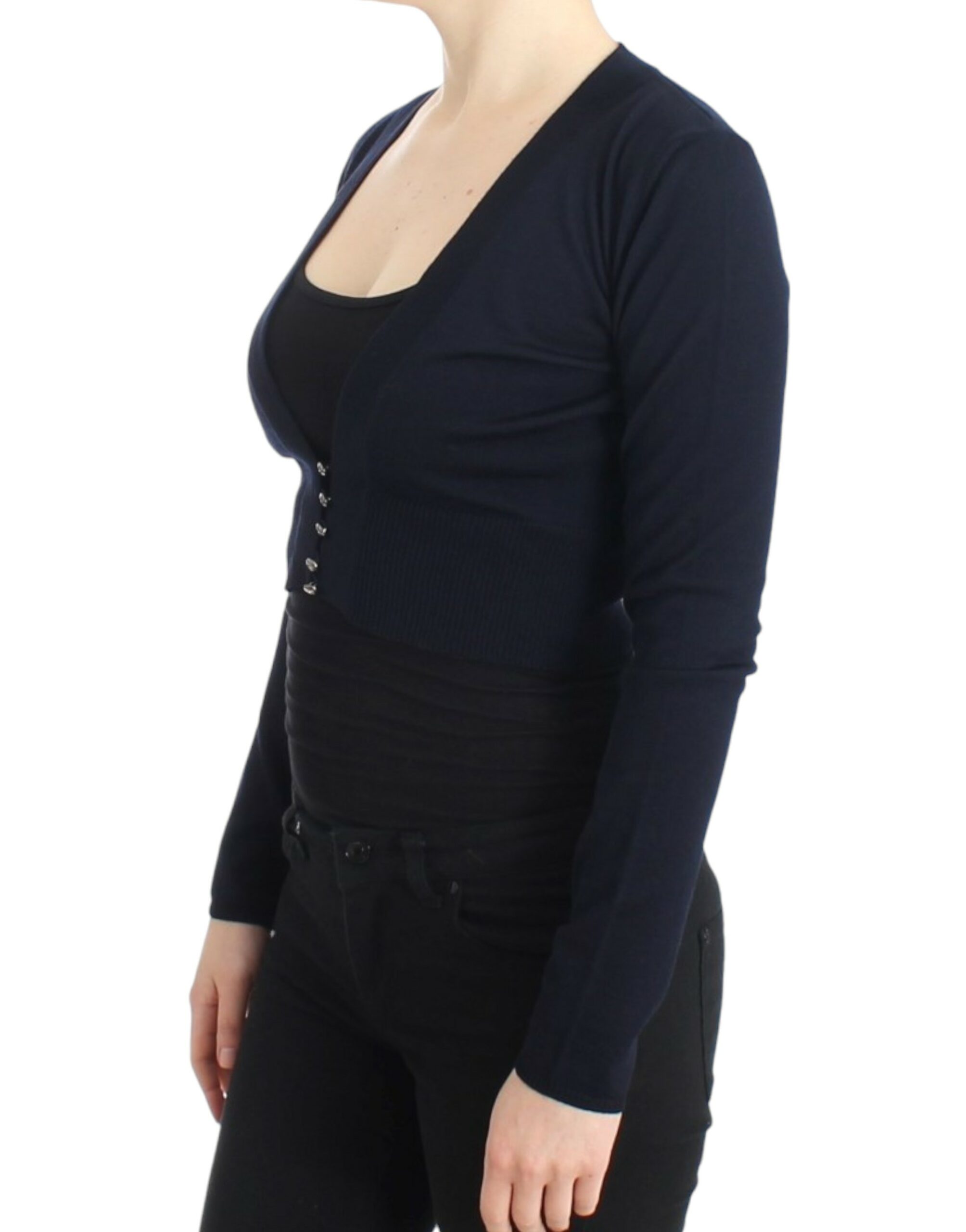 Blue cropped wool cardigan - Image 2