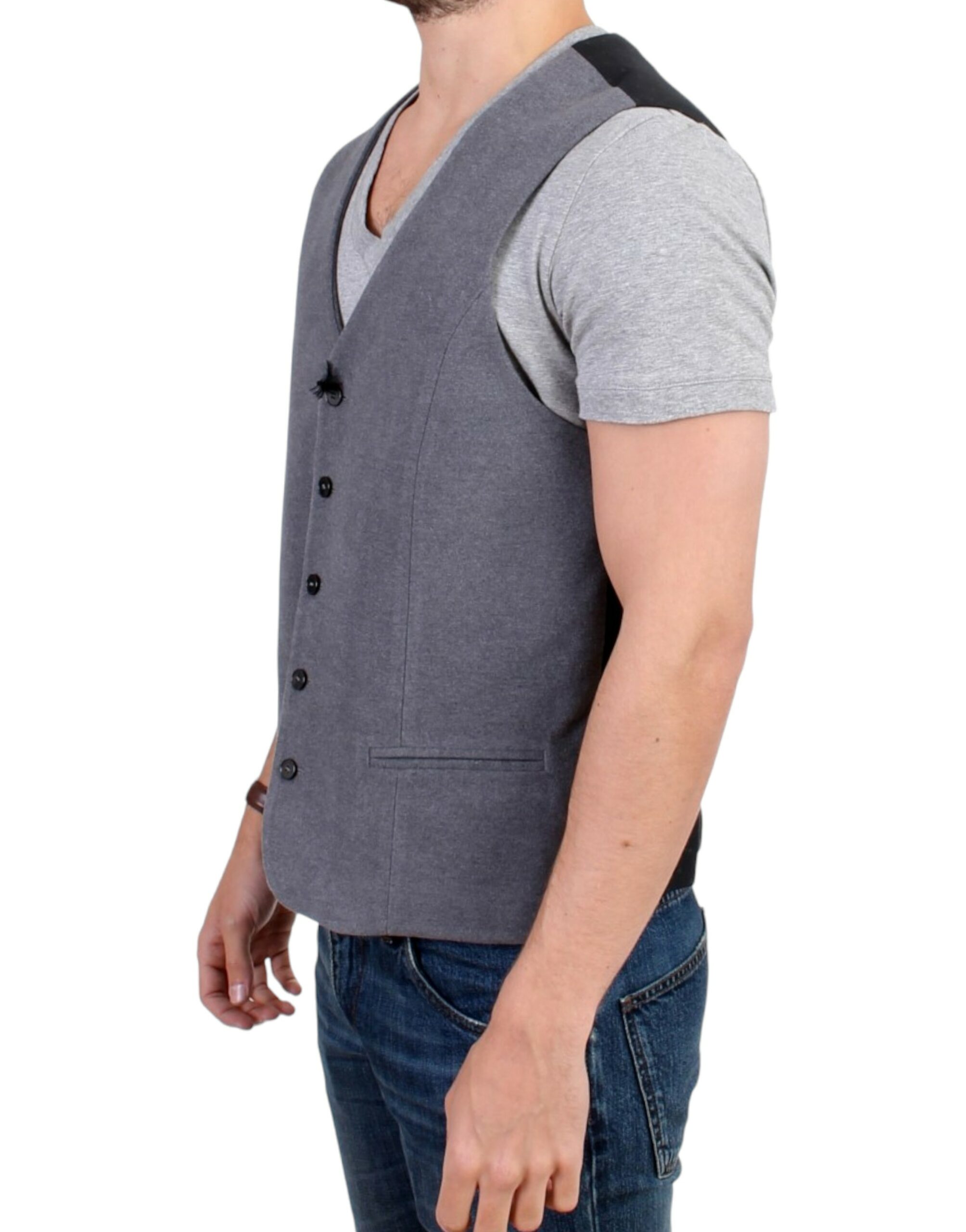 Gray cotton blend casual vest - Image 2