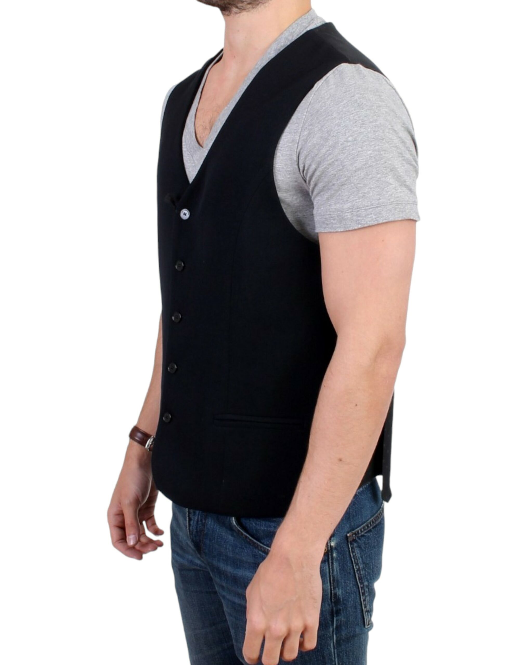 Black wool blend casual vest - Image 2
