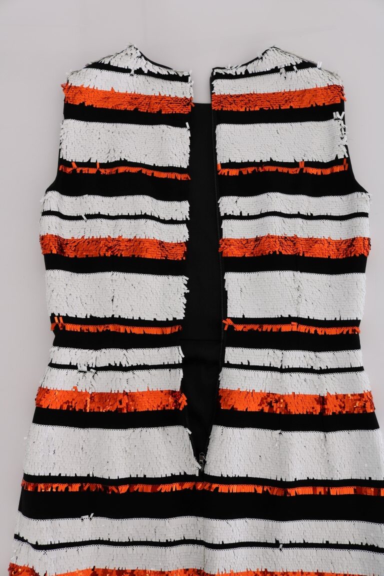 Multicolored Striped Sequined Stretch Dress - Image 6