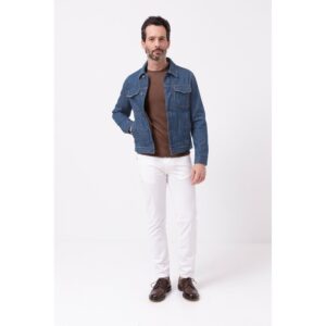 Blue Cotton Men Jacket