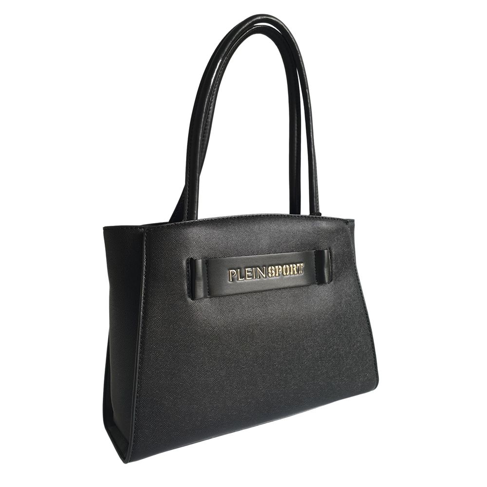 Sleek Black Three-Compartment Tote Bag - Image 2