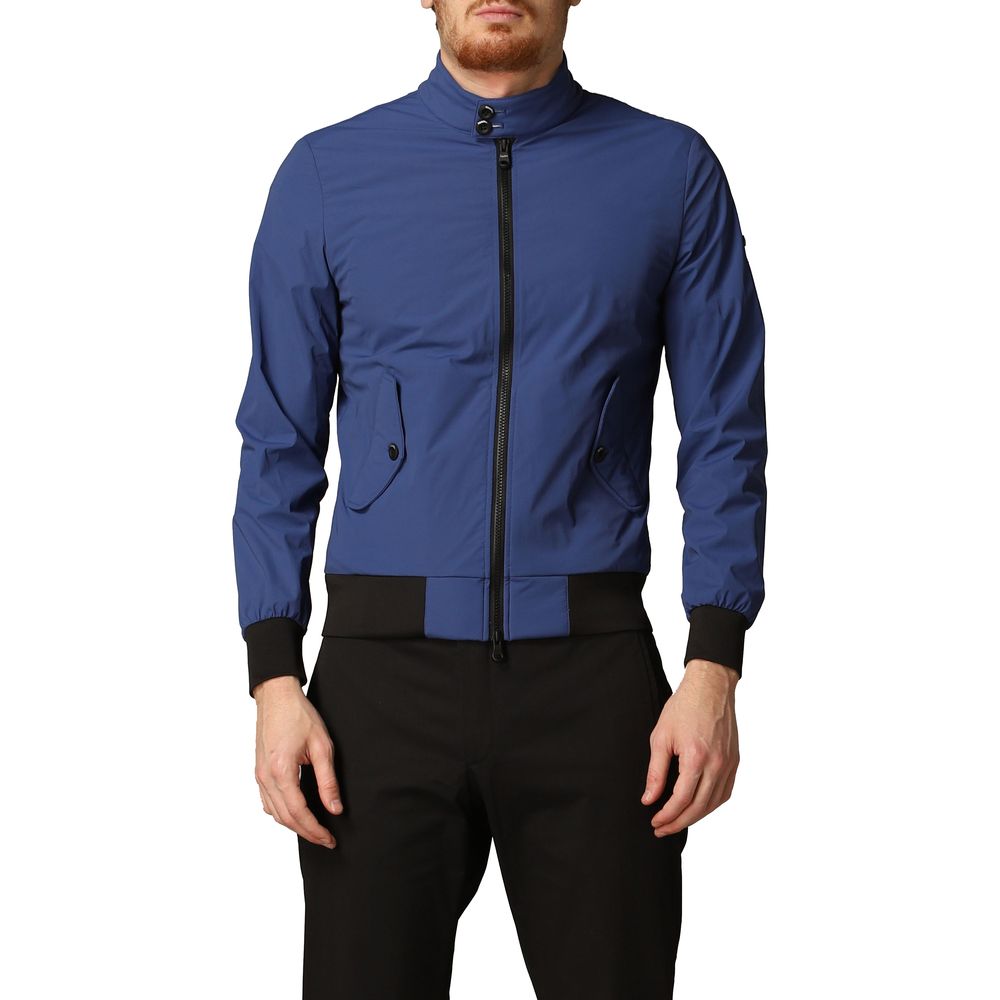 Blue Polyamide Men Bomber Jacket