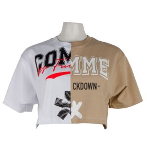 Beige Cotton Women T-Shirt