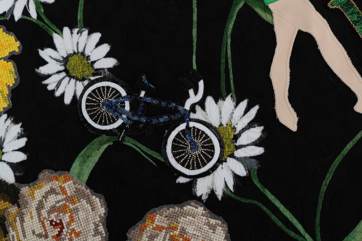 Black Embellished Daisy Brocade Skirt - Image 5