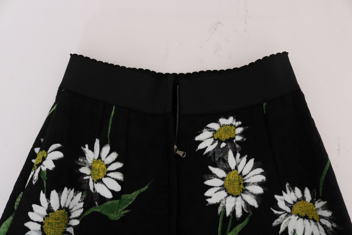 Black Embellished Daisy Brocade Skirt - Image 7