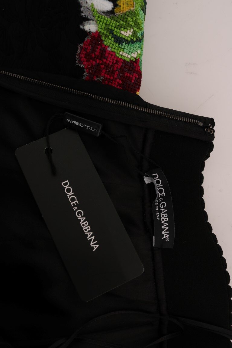 Black Embellished Daisy Brocade Skirt - Image 8