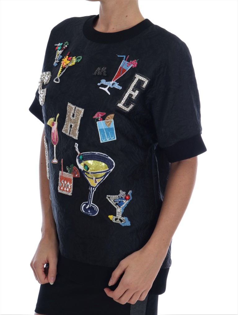 Black Brocade Cocktail Crystal Sweater - Image 2