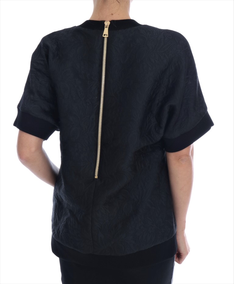 Black Brocade Cocktail Crystal Sweater - Image 3