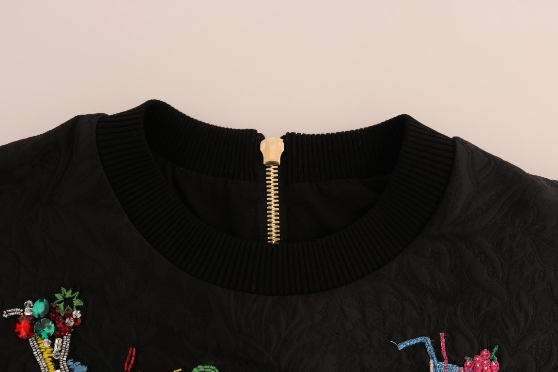 Black Brocade Cocktail Crystal Sweater - Image 5