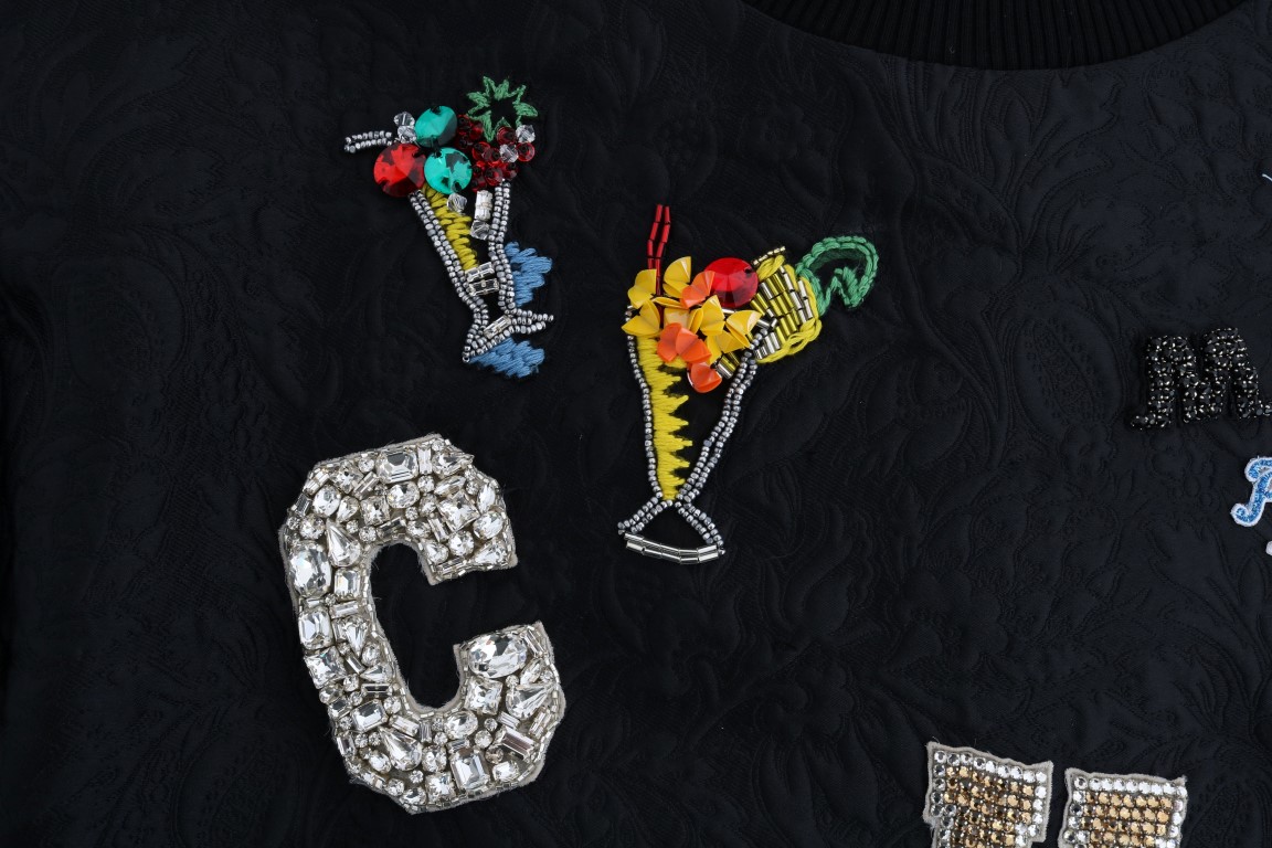 Black Brocade Cocktail Crystal Sweater - Image 6